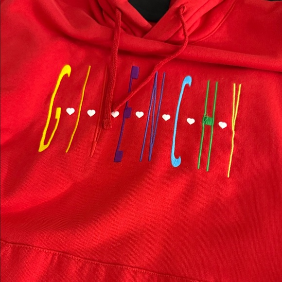 Givenchi  Red Hoodie with Colorful Logo - Picture 4 of 7